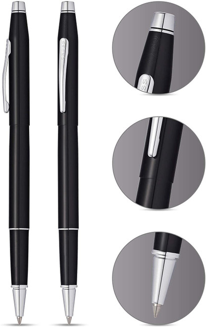 Cross Classic Century Black Lacquer Rollerball Pen with Chrome ‎AT0082-77