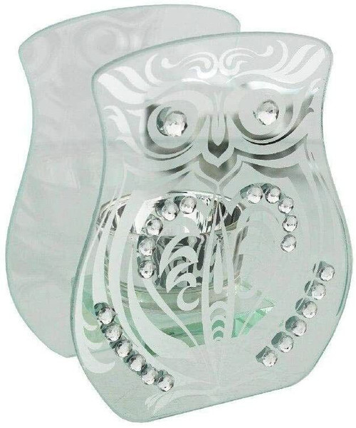 Owl Design Glass and Crystal Tealight Holder 6 Pack