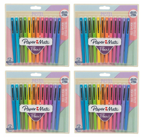 Paper Mate Flair Felt Tip Pens, Medium Point, Assorted Colors, Set of 48