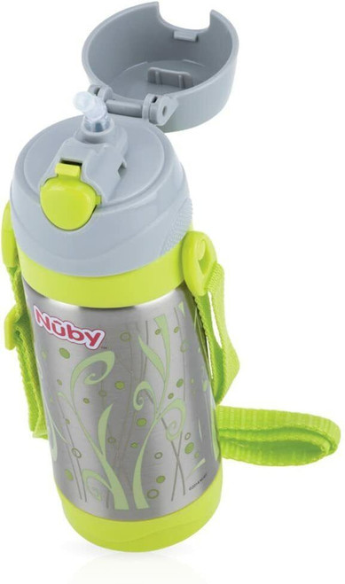 Nuby ID10264 Insulated Stainless Steel Cup with Straw 360 ml Green