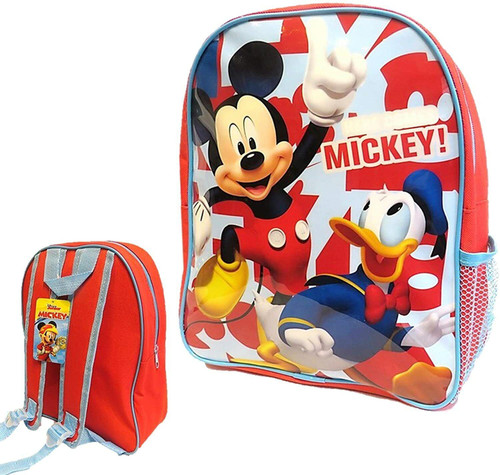 Mickey Mouse and Donald Duck Small Light Canvas Backpack with Mesh Pocket