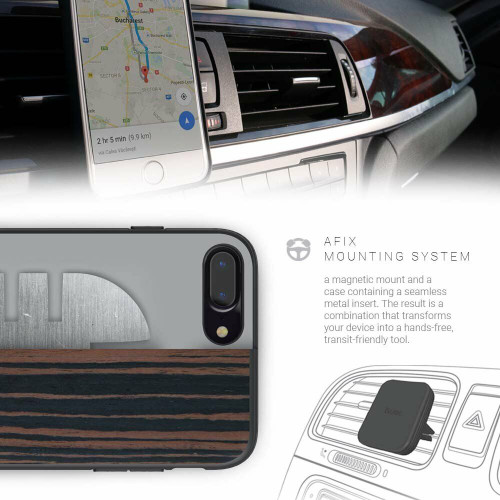 Evutec AER Series Wood iPhone 8+, 7+, 6 PLUS Case Ebony with AFIX Mount