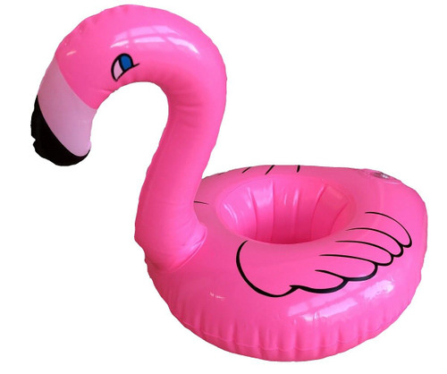 Inflatable Pink Flamingo Floating Cup Holder for Pool or Bath