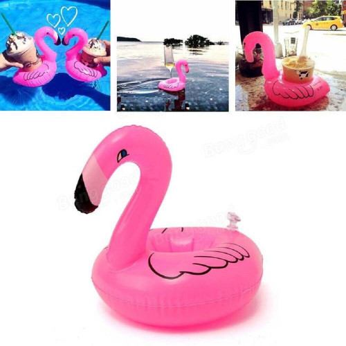 Inflatable Pink Flamingo Floating Cup Holder for Pool or Bath