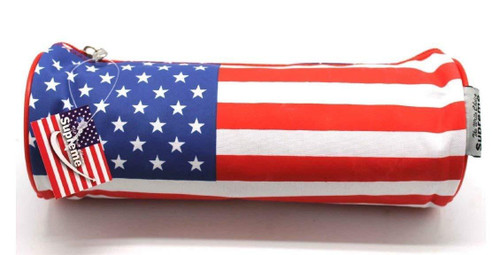 USA Stars and Stripes Flag Tube Pencil Case with Zip Opening
