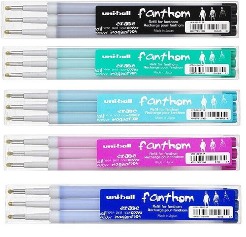 Uni-Ball Fanthom Refill 3 Pack for Fanthom Gel Roller Pen Medium 0.7mm