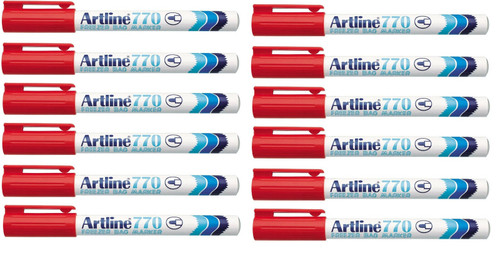 Artline 770 Freezer Bag Marker 1.0mm Red Pack of 12