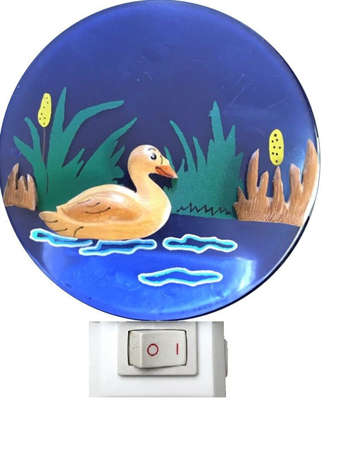 Plug In Night Light with Duck in a Pond Low Wattage Blue Light