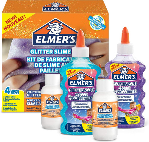 Elmer’s Glitter Slime Kit with Purple and Blue Glitter Glue plus Magic Liquid