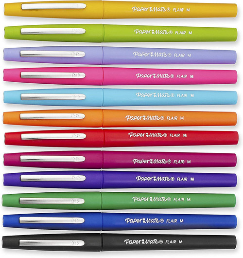 PaperMate Flair Felt Tip Pens 0.7mm Tip Vivid Colours 12 Pack