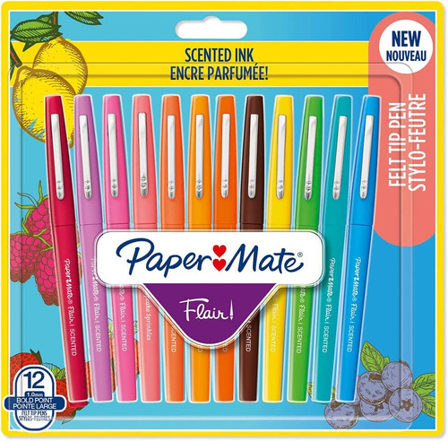 PaperMate Flair Felt Tip Pens 0.7mm Tip Scented Ink 12 Pack