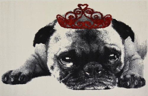 Cannes Princess Pug Dog Area Rug 170cm X 120cm (5ft 6" X 4ft)