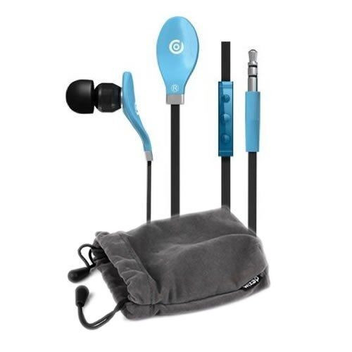 iGroove In Ear Headphones with Flat Cable, Microphone and In Line Controls Blue