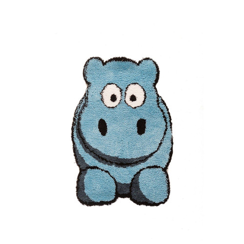 Flair Hillary Hippo Childrens Rug in Blue 60cm X 90cm (2ft X 3ft)