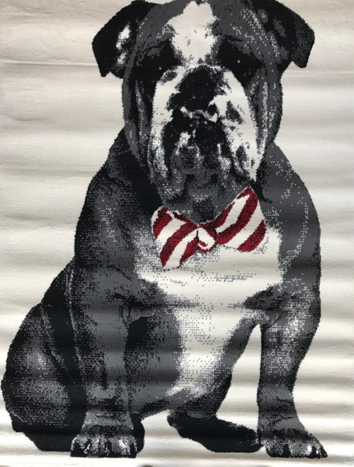 Dickie Bow Bulldog Area Rug 120cm X 170cm (4ft X 5ft 6") With Sparkle Bow