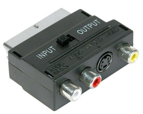 Switchable Scart Block Adapter with 3 Phono (2 audio 1 Video) and S-Video