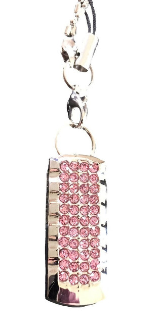 Tiny Pink Jewel Encrusted Silver Flash Memory Drive 8Gb