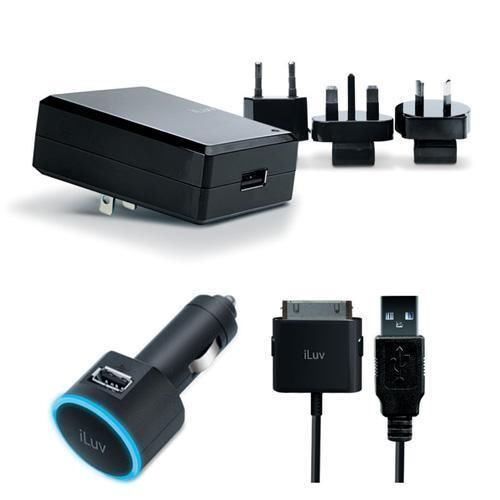 iLuv i159BLK USB Multi Country Charger with Apple 30 Pin Connector + In Car