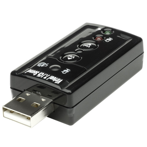 USB to Headphone + Mic 3D Soundcard Virtual 7.1 Adapter Black