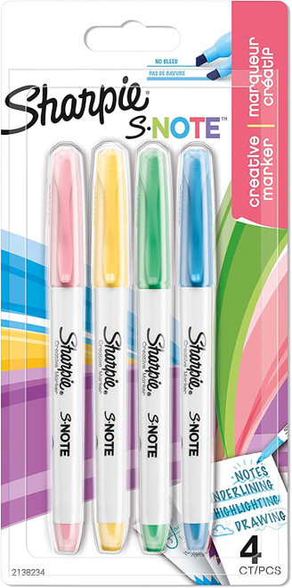 Sharpie S.Note 4 Pack of Creative Marker Pens Assorted Pastel Colours