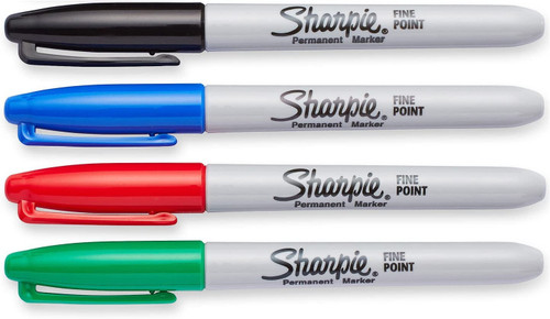 Sharpie Permanent Markers Fine Point Assorted Standard Colours 4 Pack