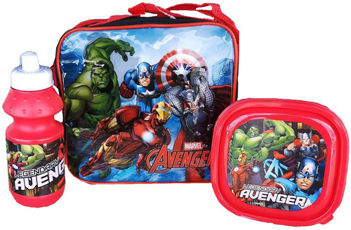 Marvel Avengers Lunch Box and Drinks Bottle in Insulated Bag Red