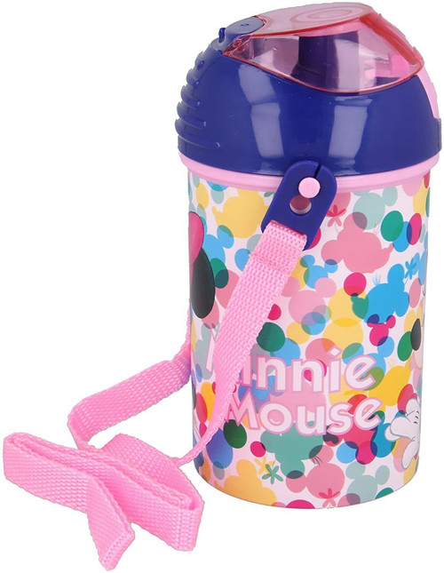 Minnie Mouse 450ml Drinks Bottle with Pop Up Dispenser Pink