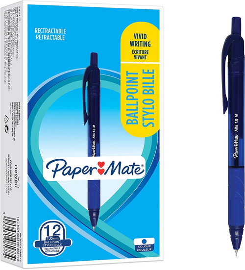 Paper Mate Brite Elite Alfa 1.0mm Retractable Blue Ink Ballpen 12 Pack