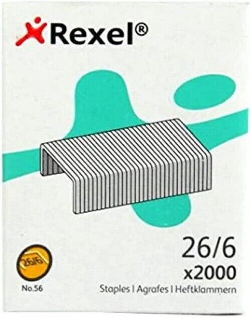 Rexel No.56 26/6 mm Standard Staples, For Stapling up to 20 Sheets