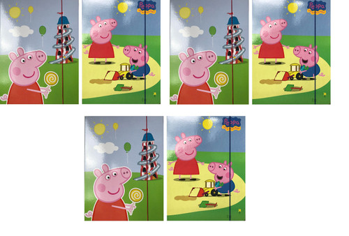 Peppa Pig Six Pack of Large Document Holders with Elastic Closure