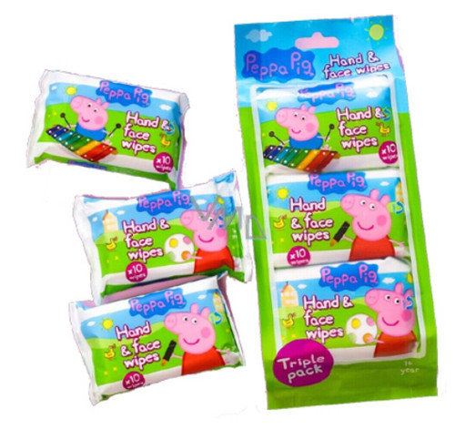 Peppa Pig Hand and Face Wipes 10 Wipes Pack of 3 (30 Wipes)