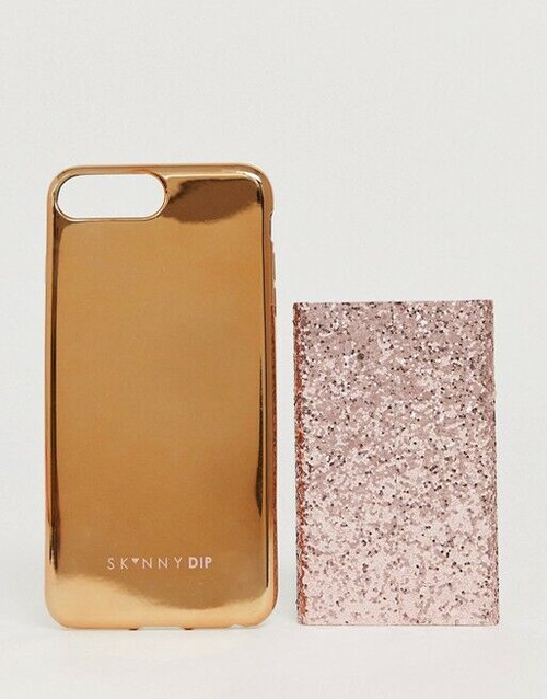 Skinny Dip Rose Gold iPhone 6S, 7, 8 PLUS Cover with 4000mAh Glitter Powerbank