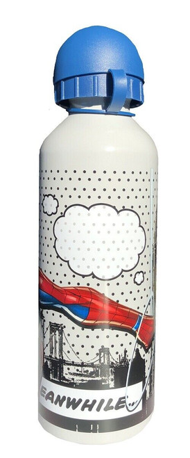 Spiderman Aluminium Drinks Bottle 500ml Light Grey / Blue