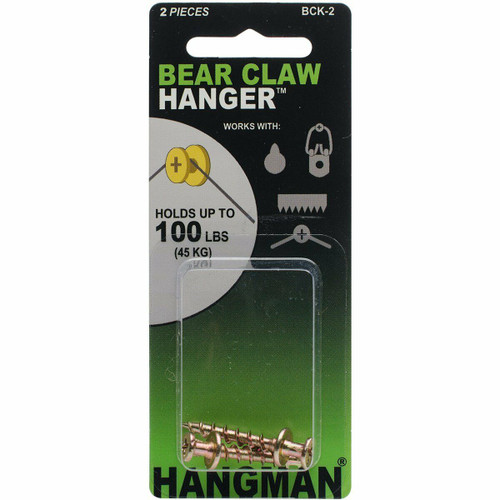 Hangman Products BCK-2 Double Headed Bear Claw Hanger (2 Pack), 1", Gold