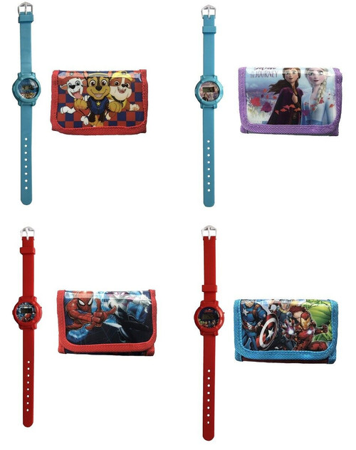 Kids Watch and Wallet Set Paw Patrol, Avengers, Spiderman and Disney Frozen II