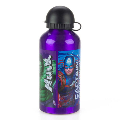 Avengers Aluminium Drinks Bottle with Avengers Heroes Purple 500ml