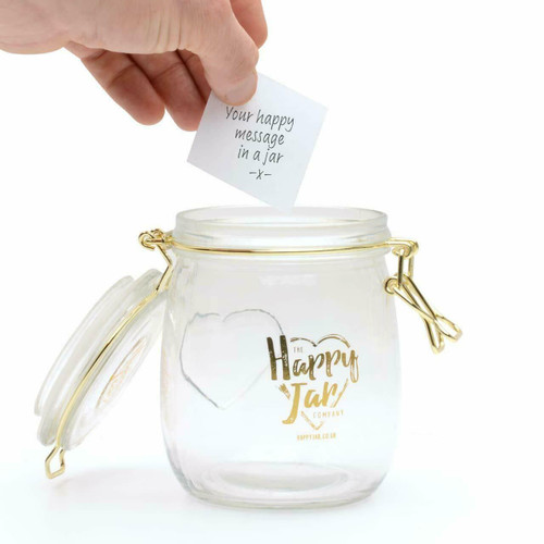Wellness Glass Happy Jar with Notelets and Pencil