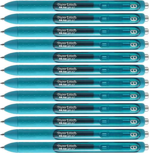 Papermate Inkjoy Gel Retractable 0.7mm Gel Ink Pen Teal Blue 12 Pack