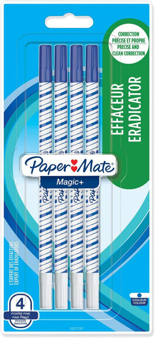 Paper Mate Magic Plus Eradicator Pen and Eraser Twin Tip (Pack of 4)