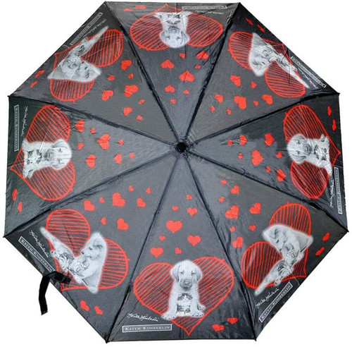 Keith Kimberlin 'Dogs, Cats and Hearts' Folding Compact Umbrella with Sleeve