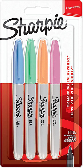 Sharpie Permanent Markers Fine Point Pastel Colours 4 Pens