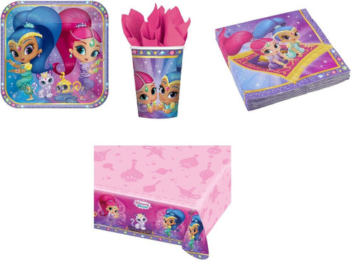 Shimmer and Shine Girls Party Pack 8 Plates 8 Cups 16 Serviettes + Table Cover