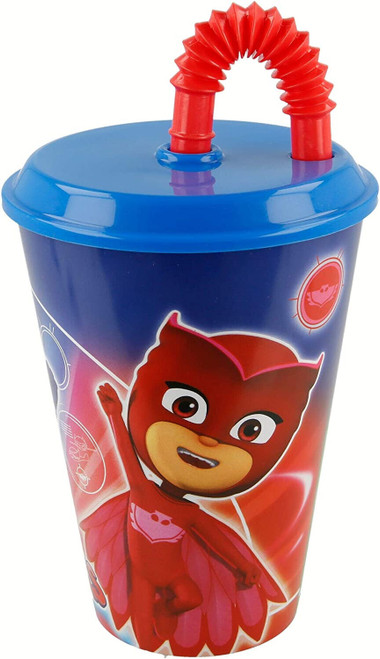 PJ Masks Large Plastic Tumbler with Lid and Bendy Straw (430ml) 15fl oz