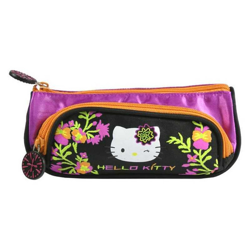 Hello Kitty Satin Style Dual Compartment Pencil Case / Make-Up Bag