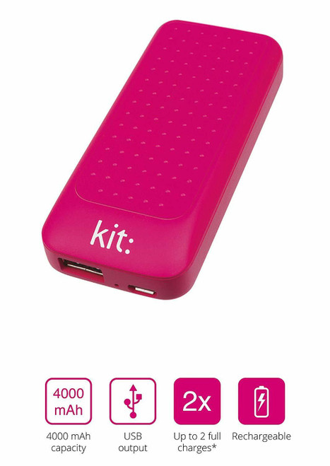 Kit Essentials Range 4000 mAh Power Bank Pink
