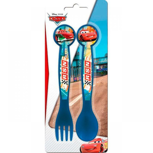 Disney Pixar Cars Plastic Spoon and Fork Cutlery Set Blue