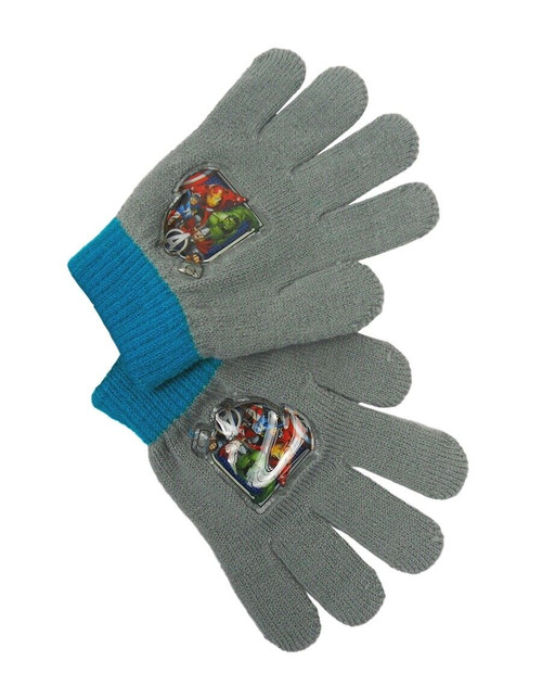 Avengers Boys Knitted Gloves Suitable for Ages 3+ Grey / Blue