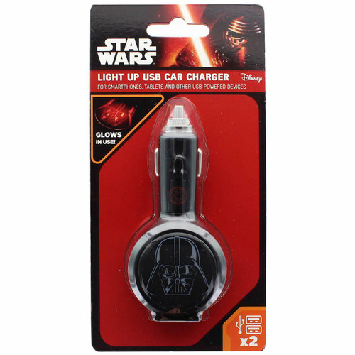 Star Wars 2.1Amp Light Up In Car USB Charger Darth Vadar