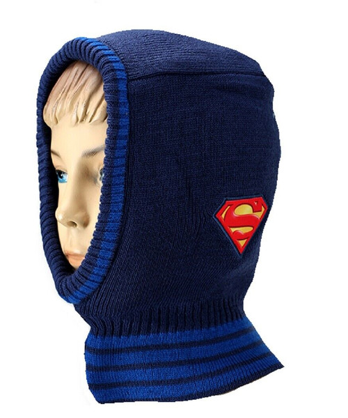 Superman Knitted Winter Hat Full Head Cover Dark Blue