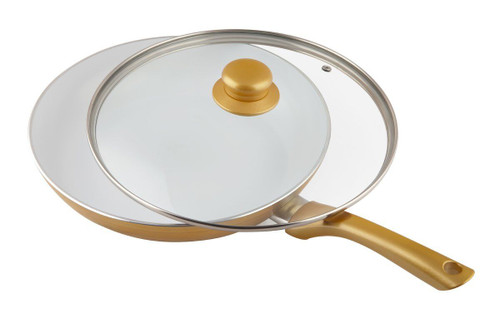 Ceramicore 24 cm Non-Stick Ceramic Induction Compatible Sauté Pan in Gold